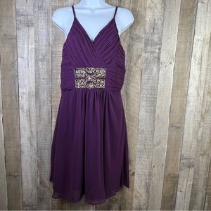 Biki Large Purple w/Sequin & Rhinestone Cocktail Lined Dress w/Adjustable Straps